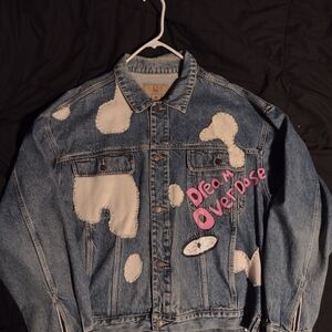 Custom Denim Jacket with White Patches